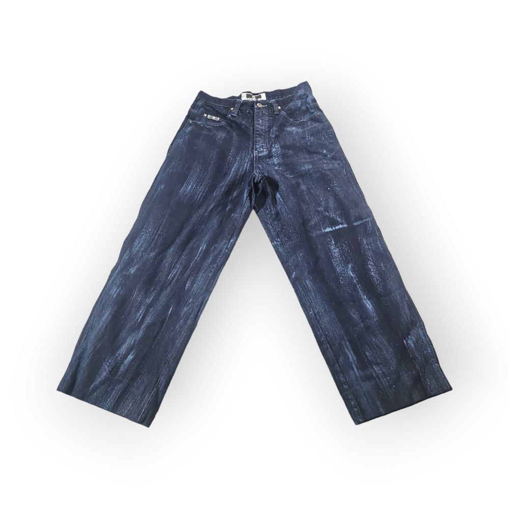 Southpole Mens Denim Jeans Blue Wide-Leg Size 32X28 Y2K Dark Wash Glitter